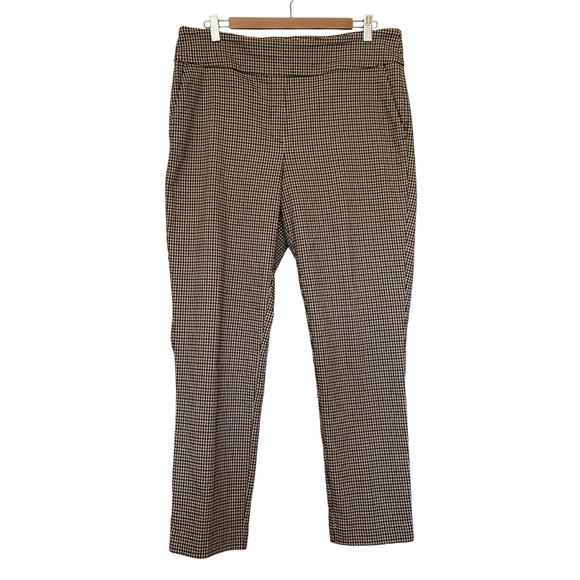 Straight Leg Ankle Dress Pants Brown Gingham Sz 16 - Picture 1 of 12